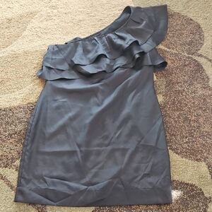 Apostrophe One-Shoulder Ruffle Dress in Black